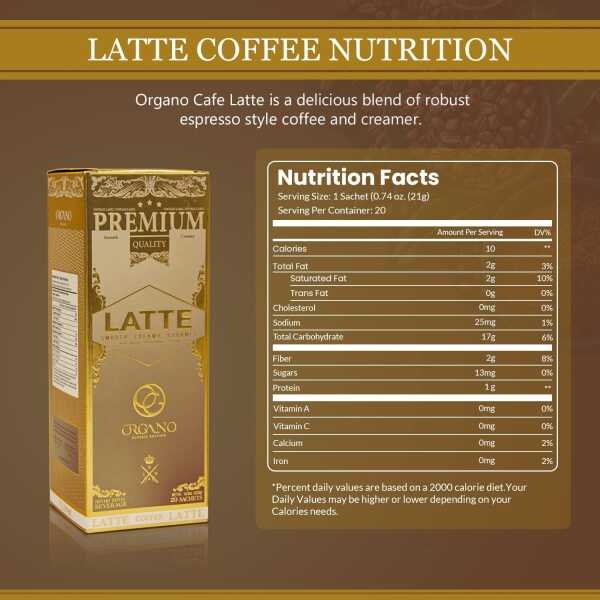 ORGANO Combo Pack 1 Box Black Coffee And 1 Box Cafe Latte, 100% Cetified Organic Gourmet Coffee.