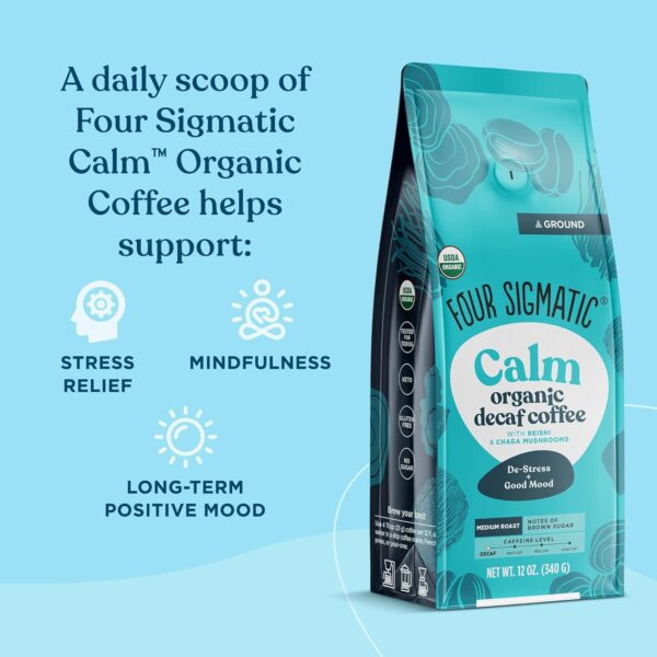 Four Sigmatic Happy Gut Organic Ground Coffee | Medium Roast Fair Trade Gourmet Coffee with Chaga & Turkey Tail | Immune