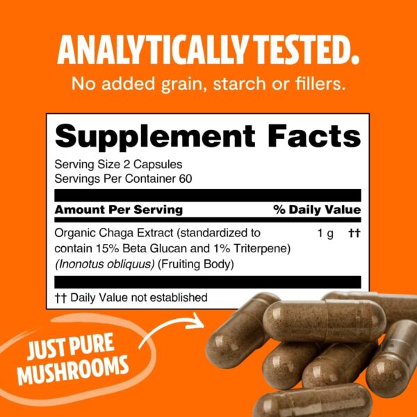 FreshCap Chaga Organic Mushrooms Extract Powder – Antioxidant, Digestive Health, Immune Support Supplement – Vegan, Pure