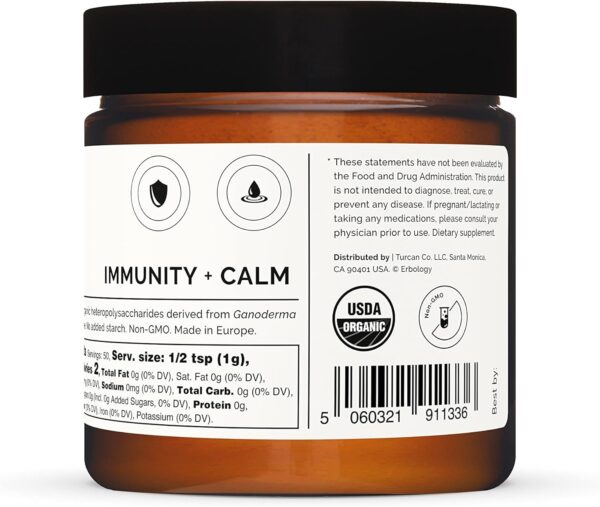 100% Organic Reishi Mushroom Powder 50 Servings – 21% Beta-glucans – Immunity Support – Ganoderma Lucidum – Small Batch –