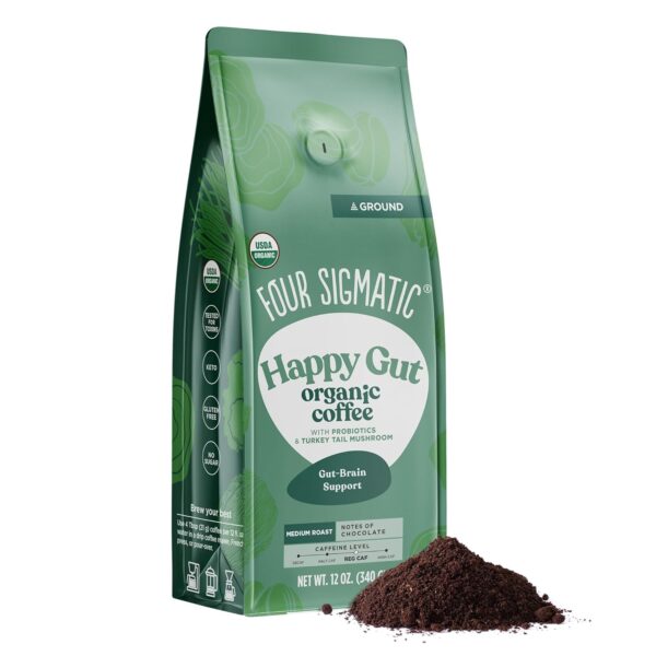 Four Sigmatic Calm Organic Decaf Ground Coffee | Swiss Water Decaf Coffee Ground | Decaffeinated Coffee with Chaga & Reishi