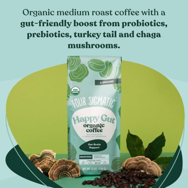 Four Sigmatic Calm Organic Decaf Ground Coffee | Swiss Water Decaf Coffee Ground | Decaffeinated Coffee with Chaga & Reishi
