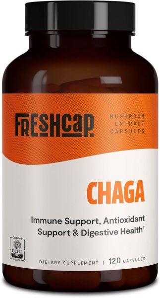 FreshCap Chaga Organic Mushrooms Extract Powder – Antioxidant, Digestive Health, Immune Support Supplement – Vegan, Pure