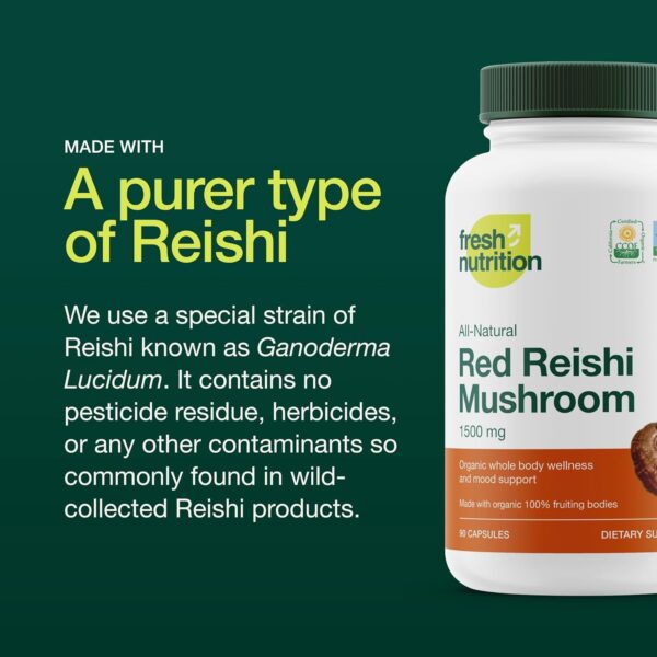 Organic Reishi Mushroom Capsules – Rich in Alpha Glucan – Ganoderma Lucidum & Ganoderma Applanatim – Third Party Tested – 90
