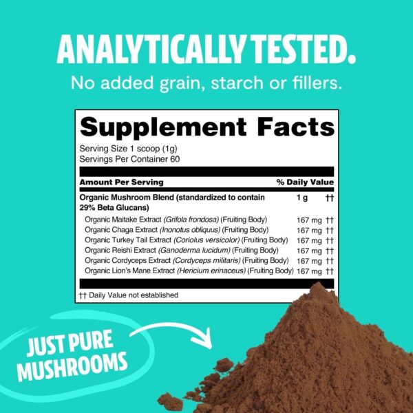 FreshCap Chaga Organic Mushrooms Extract Powder – Antioxidant, Digestive Health, Immune Support Supplement – Vegan, Pure