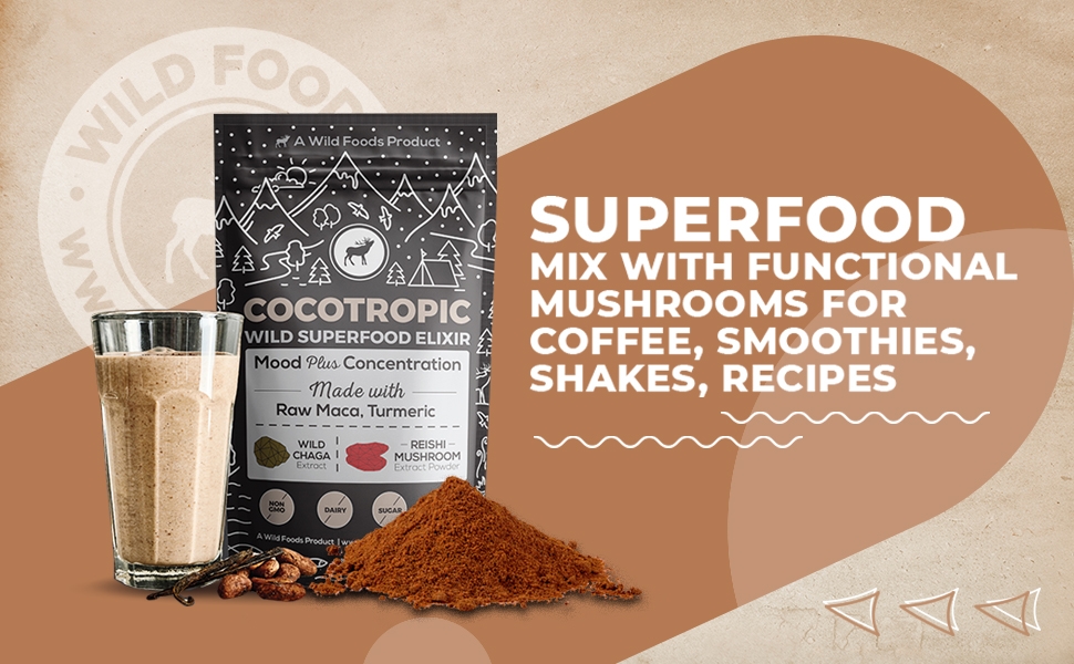 Wild Foods Cocotropic Superfood Elixir All Natural Organically Grown Mushroom Extract Chocolate 