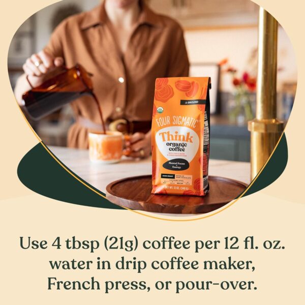 Four Sigmatic Calm Organic Decaf Ground Coffee | Swiss Water Decaf Coffee Ground | Decaffeinated Coffee with Chaga & Reishi
