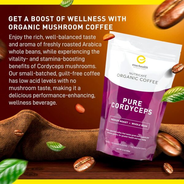 Enerhealth Botanicals NutriCafé Perfomance Enhancer – Fairly Traded, Low Acid, Medium Roast Whole Arabica Bean Coffee,