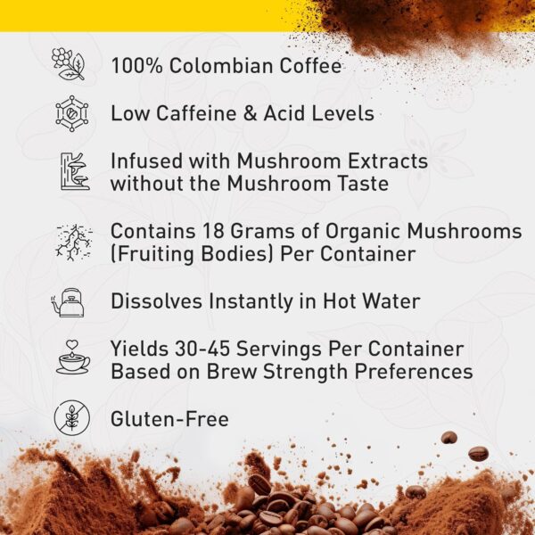 Enerhealth Botanicals NutriCafé Pure Reishi – Fairly Traded, Low Acid, Medium Roast Whole Arabica Bean Coffee, Infused with