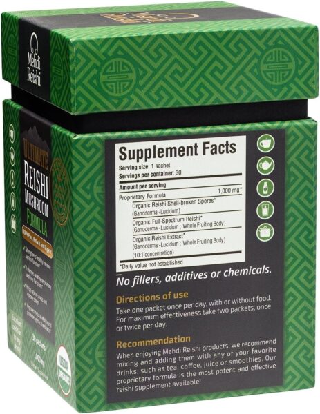 Organic Reishi Mushroom Powder – Premium Formula – Immune Support, Energy Boost, Vitality Enhancement with Ganoderma Lucidum –