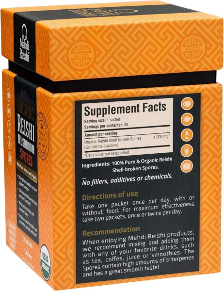Organic Reishi Mushroom Spores 30 Servings – 100% Pure, Premium and Organic Spores-Ganoderma Lucidum, Lingzhi – High Potency